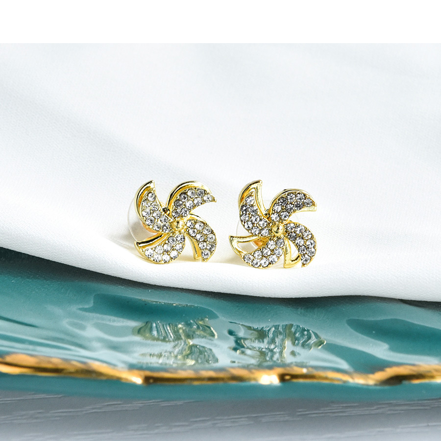 Fashion Gold Color Alloy Diamond Windmill Earrings,Stud Earrings