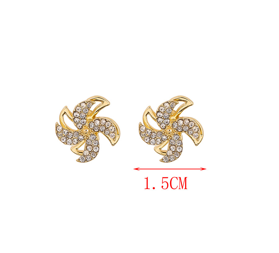 Fashion Gold Color Alloy Diamond Windmill Earrings,Stud Earrings