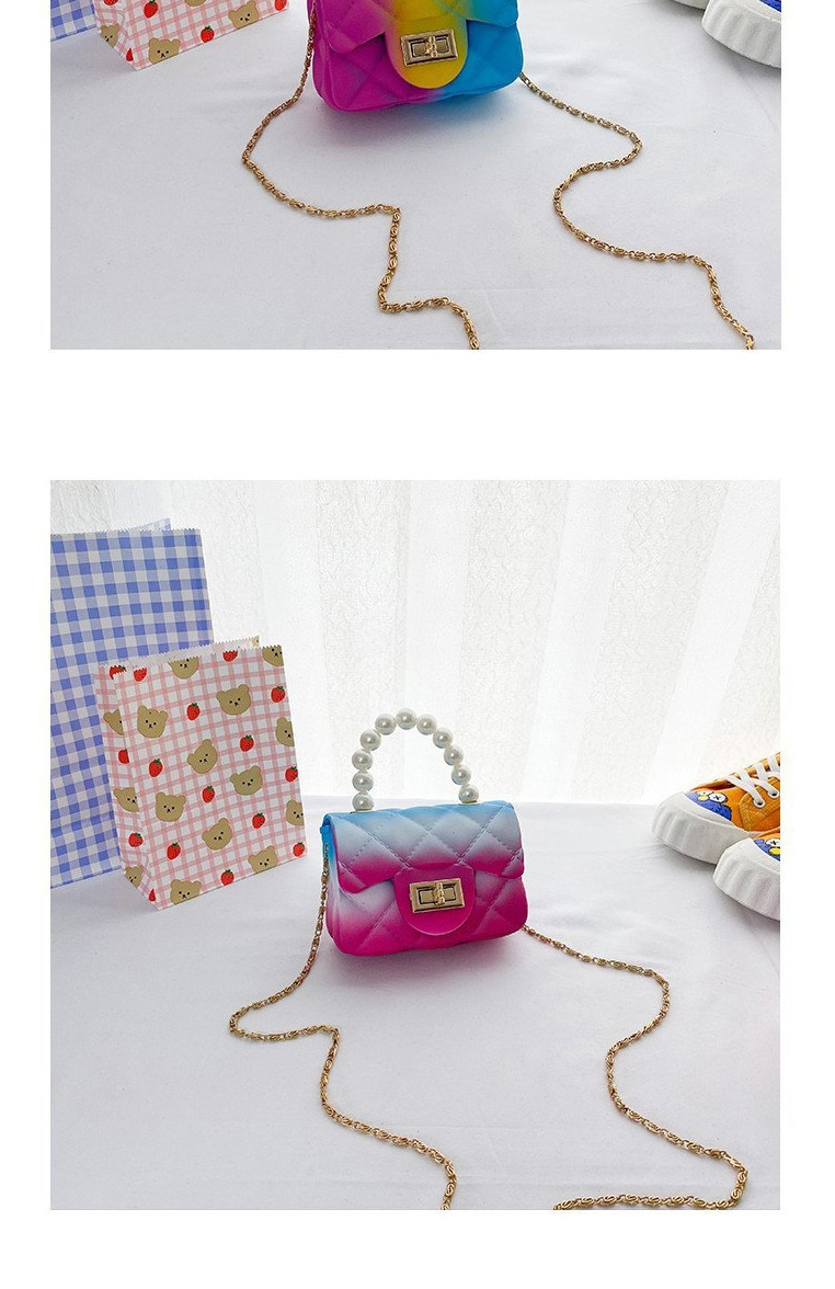 Fashion E Rendering Silicone Checkered Pearl Portable Diagonal Bag,Shoulder bags