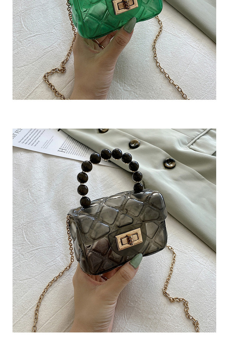 Fashion Green Transparent Checkered Chain Silicone Bag,Shoulder bags