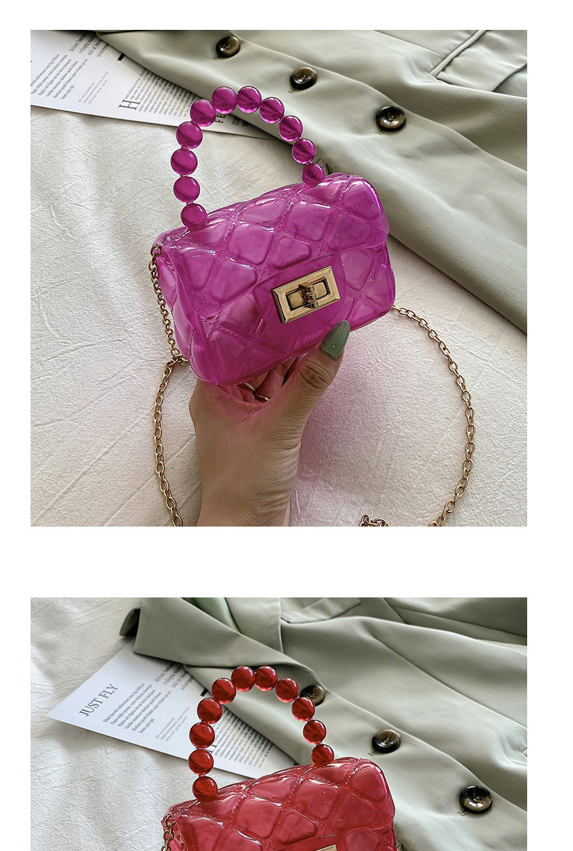 Fashion Red Transparent Check Pattern Chain Silicone Bag,Shoulder bags