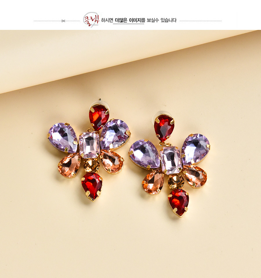 Fashion Purple Alloy Diamond-set Geometric Shape Ear Studs,Stud Earrings