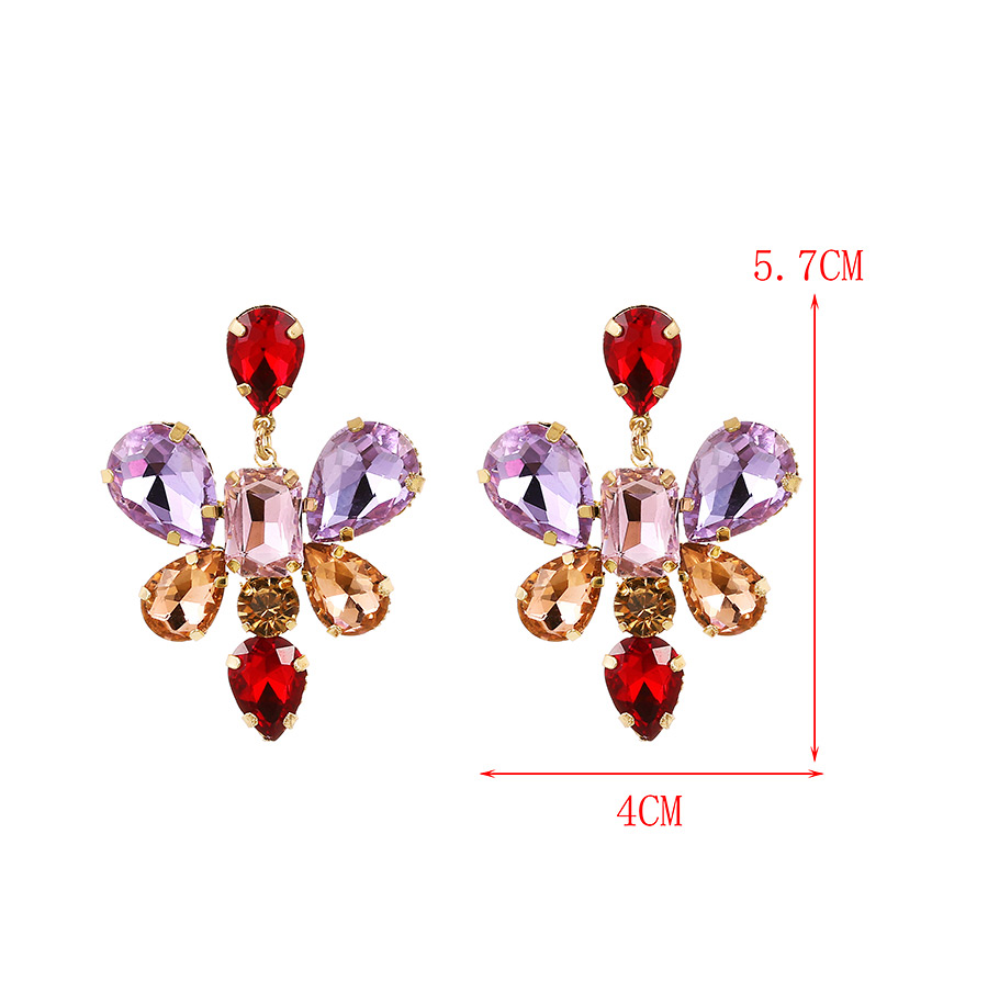 Fashion Red Alloy Diamond-set Geometric Shape Ear Studs,Stud Earrings