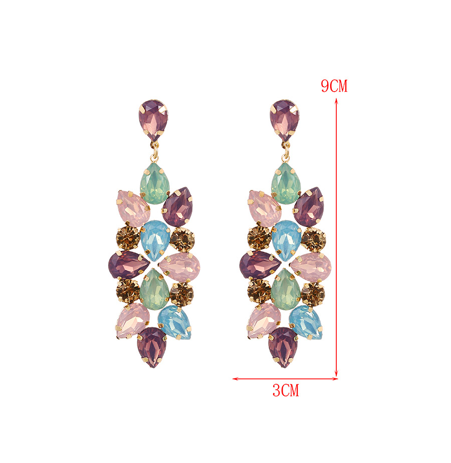 Fashion Pink Purple Alloy Diamond-set Geometric Shape Ear Studs,Stud Earrings
