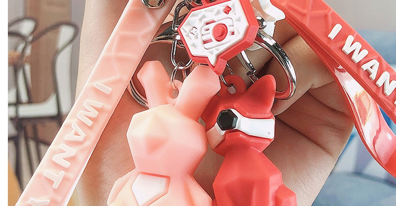 Fashion Red Fox Silicone Letter Cut Face Animal Keychain,Household goods
