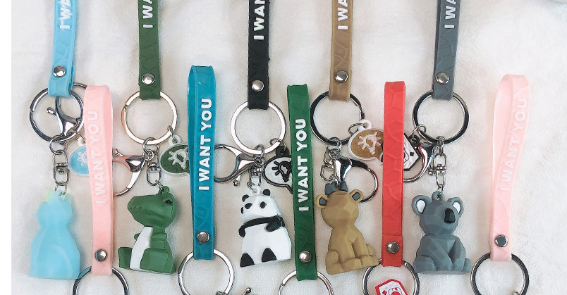 Fashion Panda Silicone Letter Cut Face Animal Keychain,Household goods