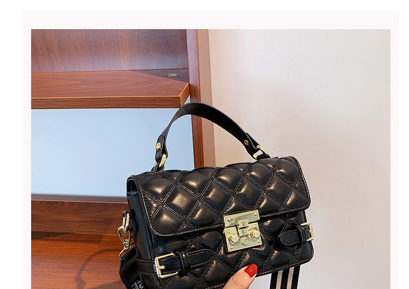 Fashion Black Lingge Embroidery Thread Wide Shoulder Strap Messenger Bag,Shoulder bags