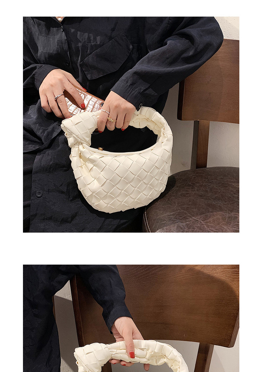 Fashion Orange Woven Croissant Portable Cloud Bag,Handbags