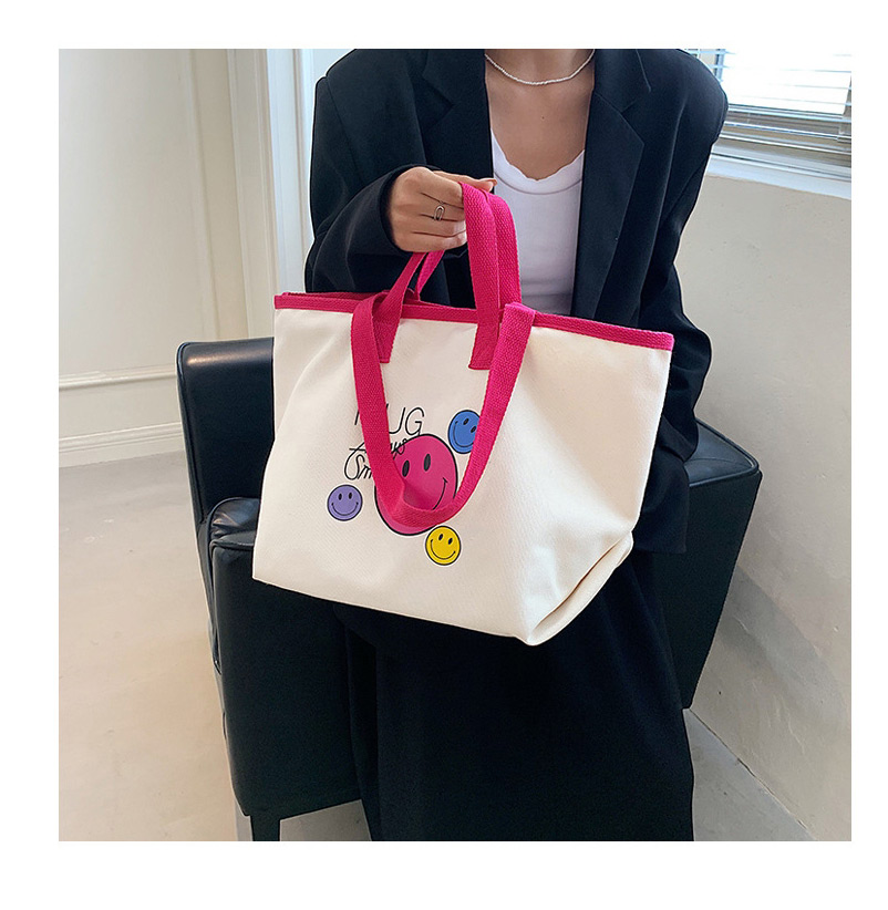 Fashion Pink Smiley Large-capacity Canvas Bag,Messenger bags
