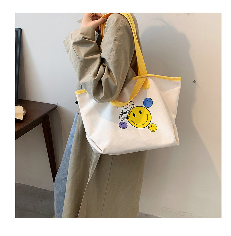 Fashion Yellow Smiley Large-capacity Canvas Bag,Messenger bags
