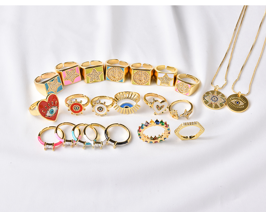 Fashion Golden 6# Peach Heart Zircon Ring,Rings