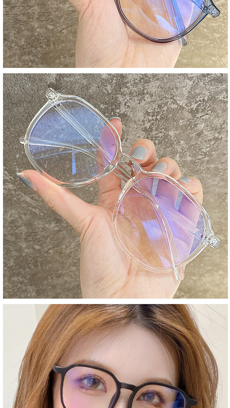 Fashion Transparent Tea White Flakes Round Big Frame Flat Glasses,Fashion Glasses