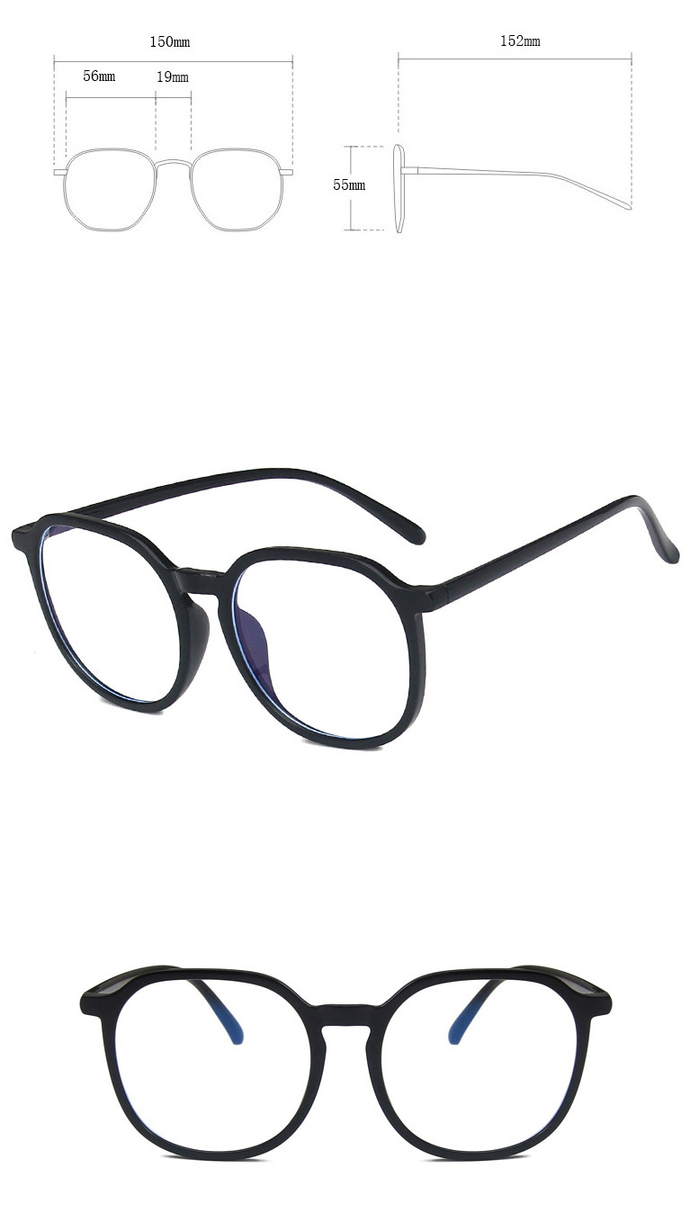 Fashion Transparent Blue And White Film Round Big Frame Flat Glasses,Fashion Glasses