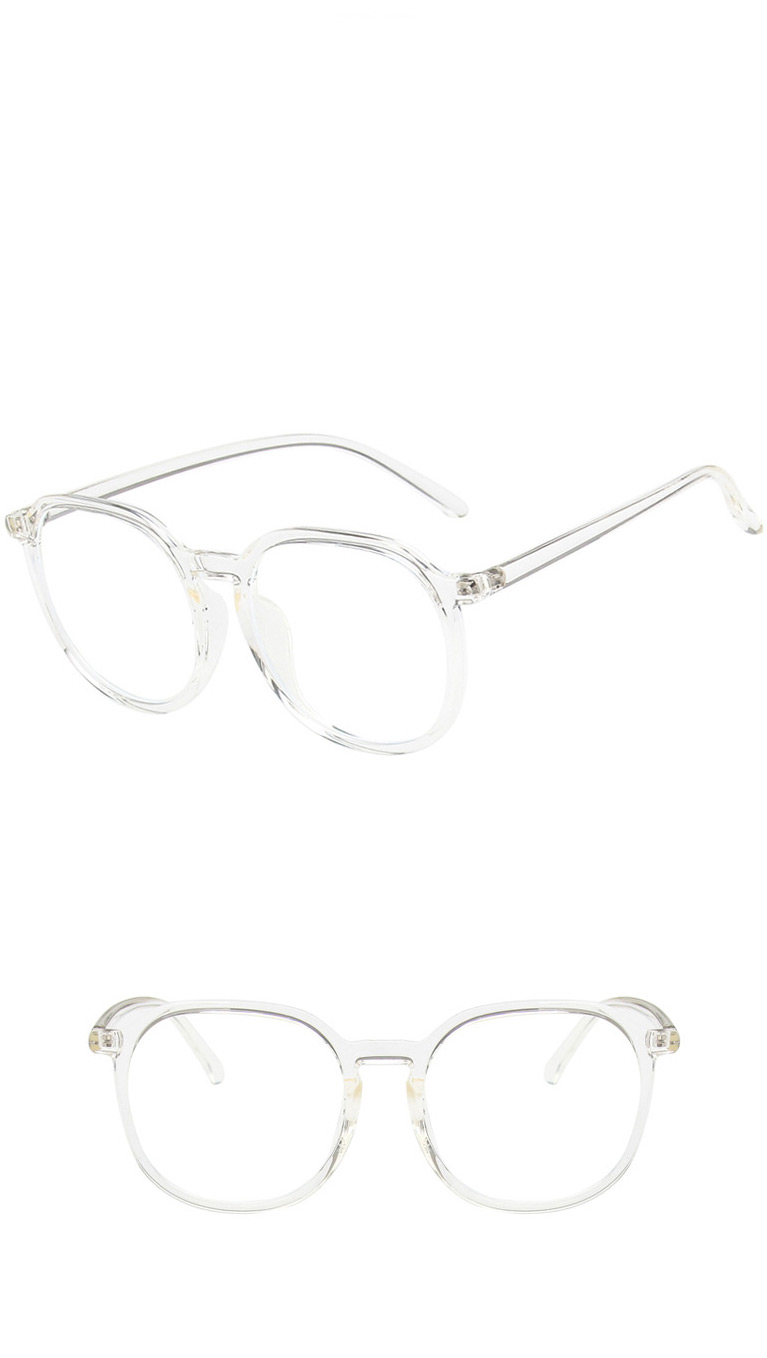 Fashion Transparent White Film Round Big Frame Flat Glasses,Fashion Glasses