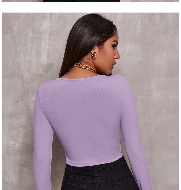 Fashion Purple Tight-fitting Zip Knit Top,Hair Crown