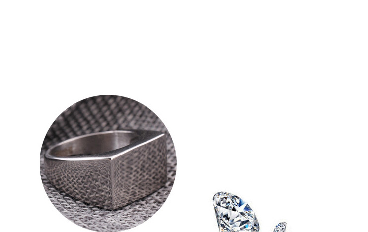 Fashion Steel Color Glossy Rectangular Titanium Steel Ring,Rings