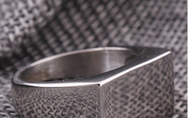 Fashion Gold Glossy Rectangular Titanium Steel Ring,Rings