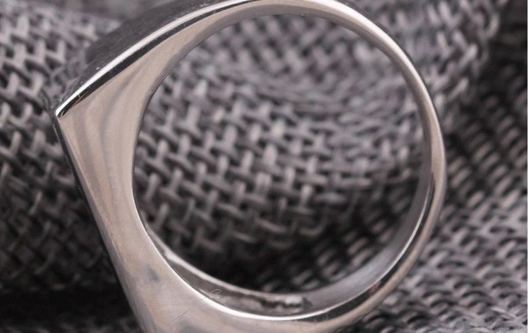 Fashion Gun Black Glossy Rectangular Titanium Steel Ring,Rings