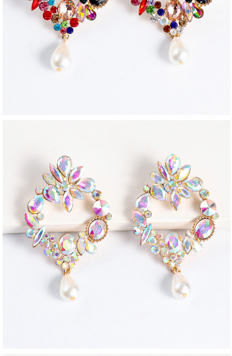 Fashion Color Alloy Diamond Pearl Tassel Geometric Stud Earrings,Stud Earrings
