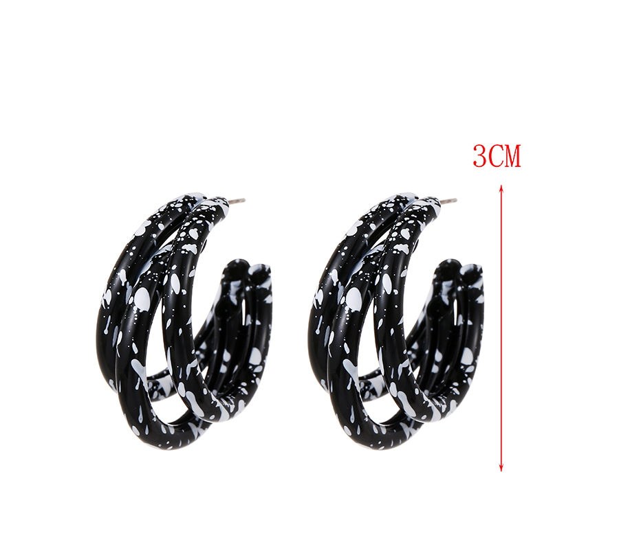 Fashion Brown Alloy Wave Point Multi-layer C-shaped Earrings,Stud Earrings