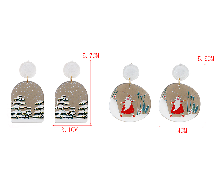 Fashion Santa Claus Resin Geometric Christmas Earrings,Stud Earrings
