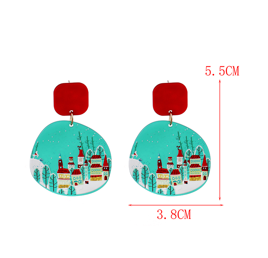 Fashion Red Resin Geometric Shape House Earrings,Stud Earrings