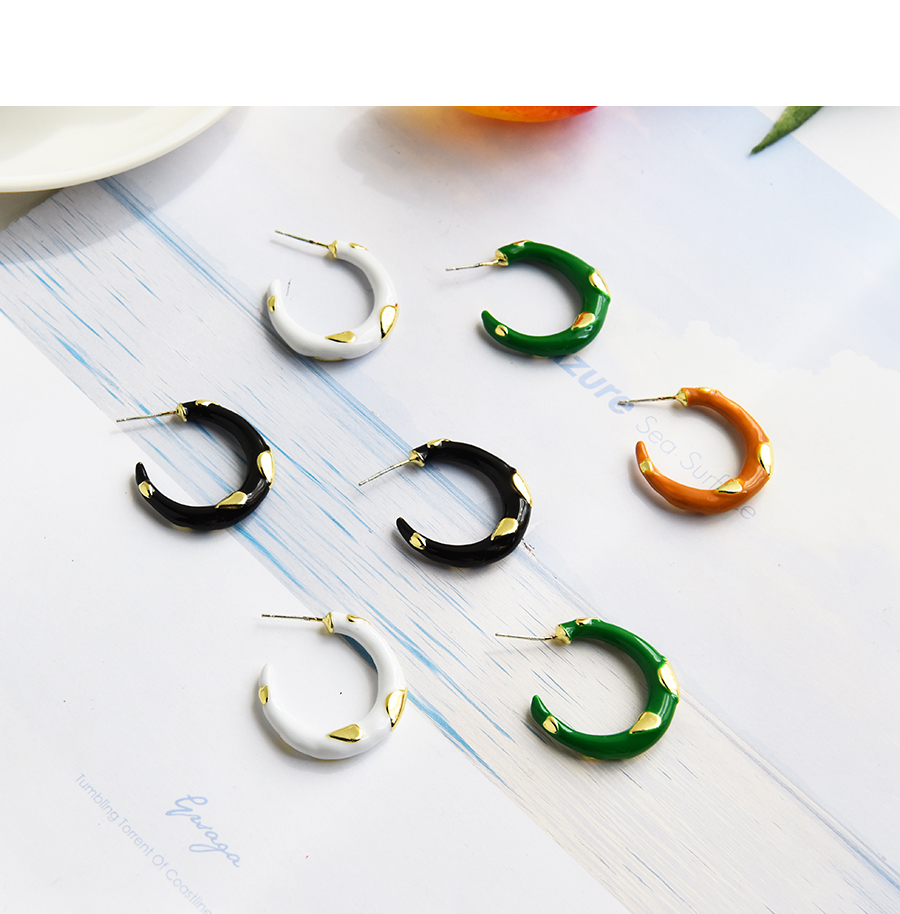 Fashion Green Alloy Wave Point C-shaped Earrings,Hoop Earrings