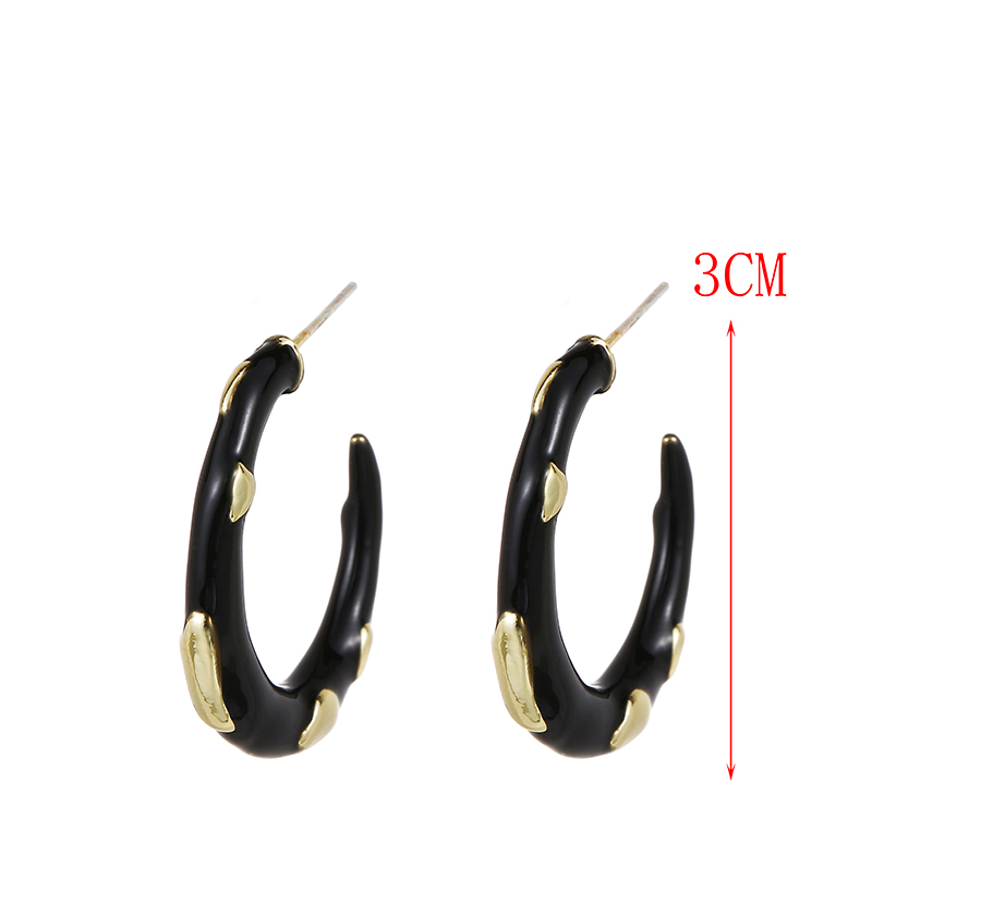 Fashion Black Alloy Wave Point C-shaped Earrings,Hoop Earrings