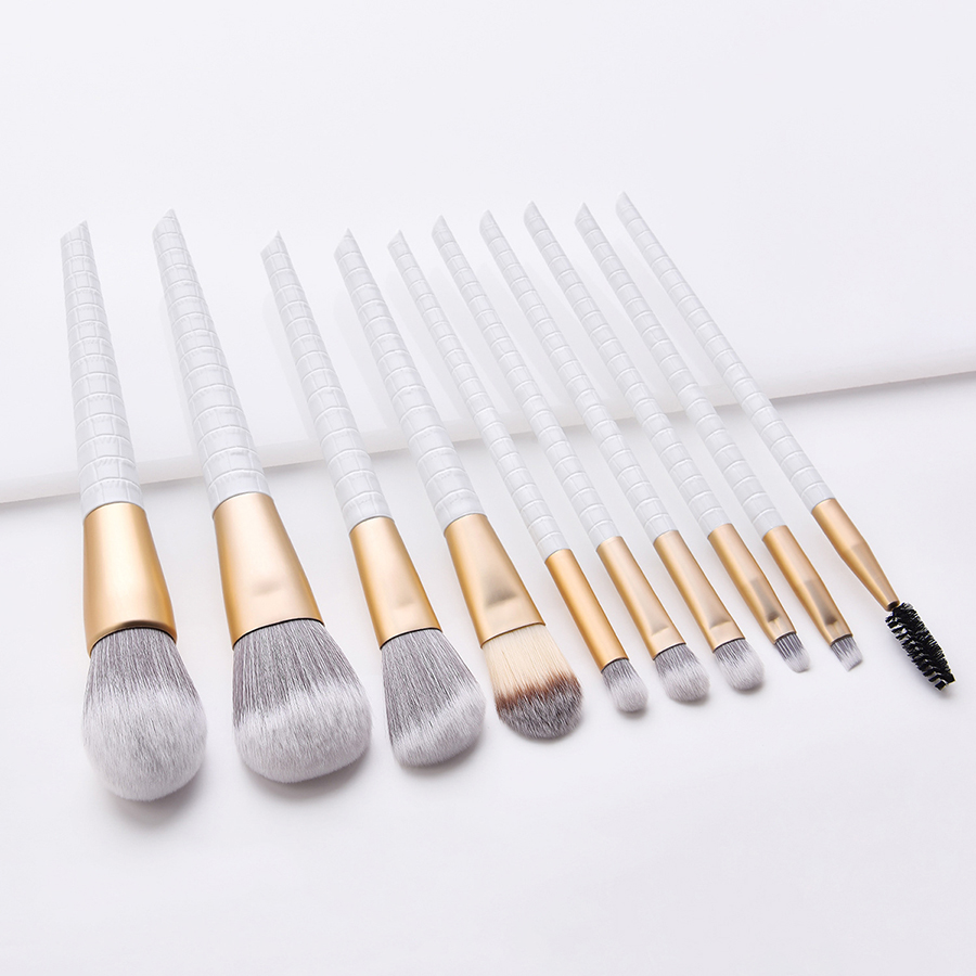 Fashion White 10 Crocodile Makeup Brushes-white,Beauty tools