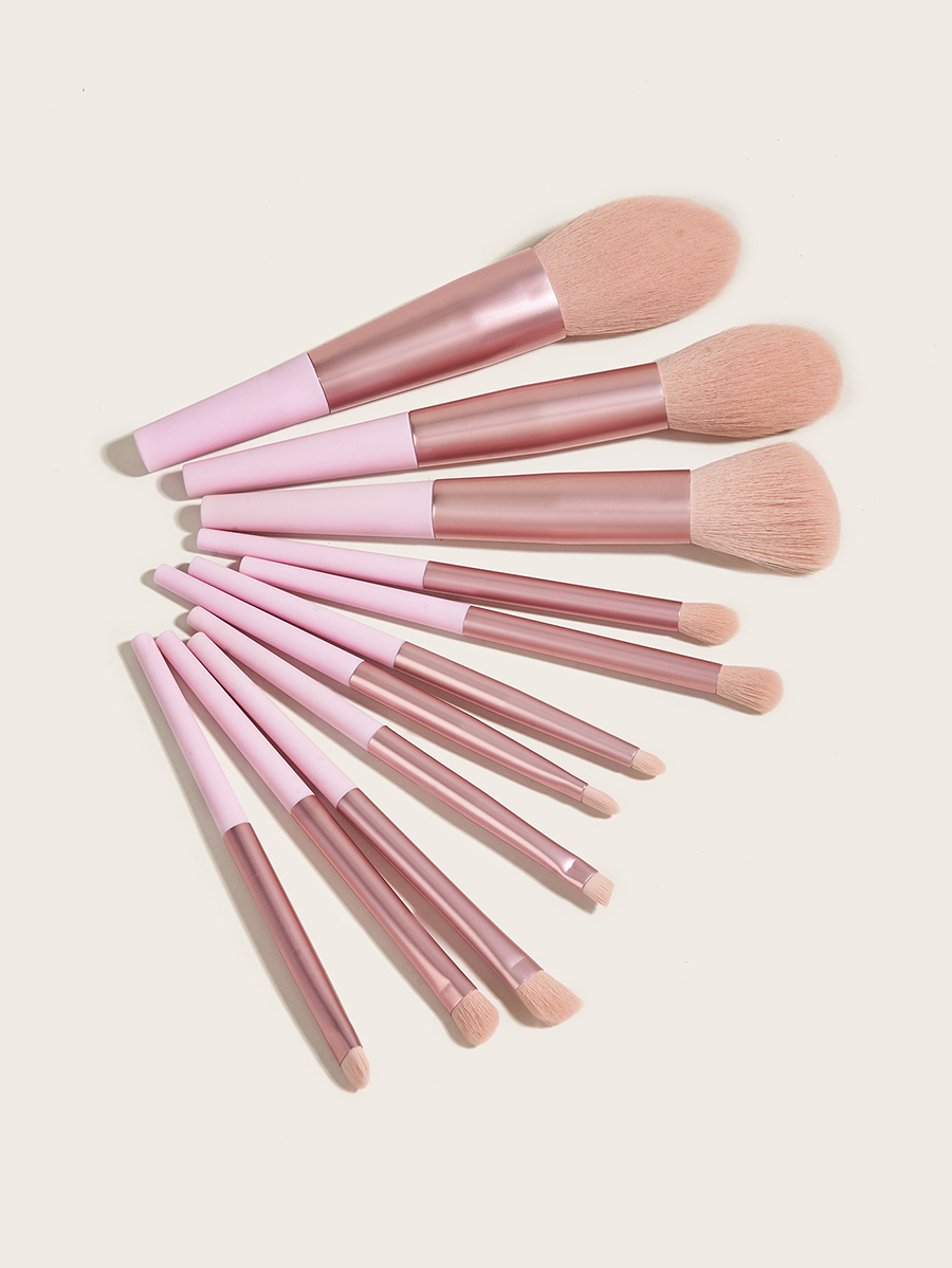 Fashion Pink 11 Makeup Brushes-long Tube-pink,Beauty tools