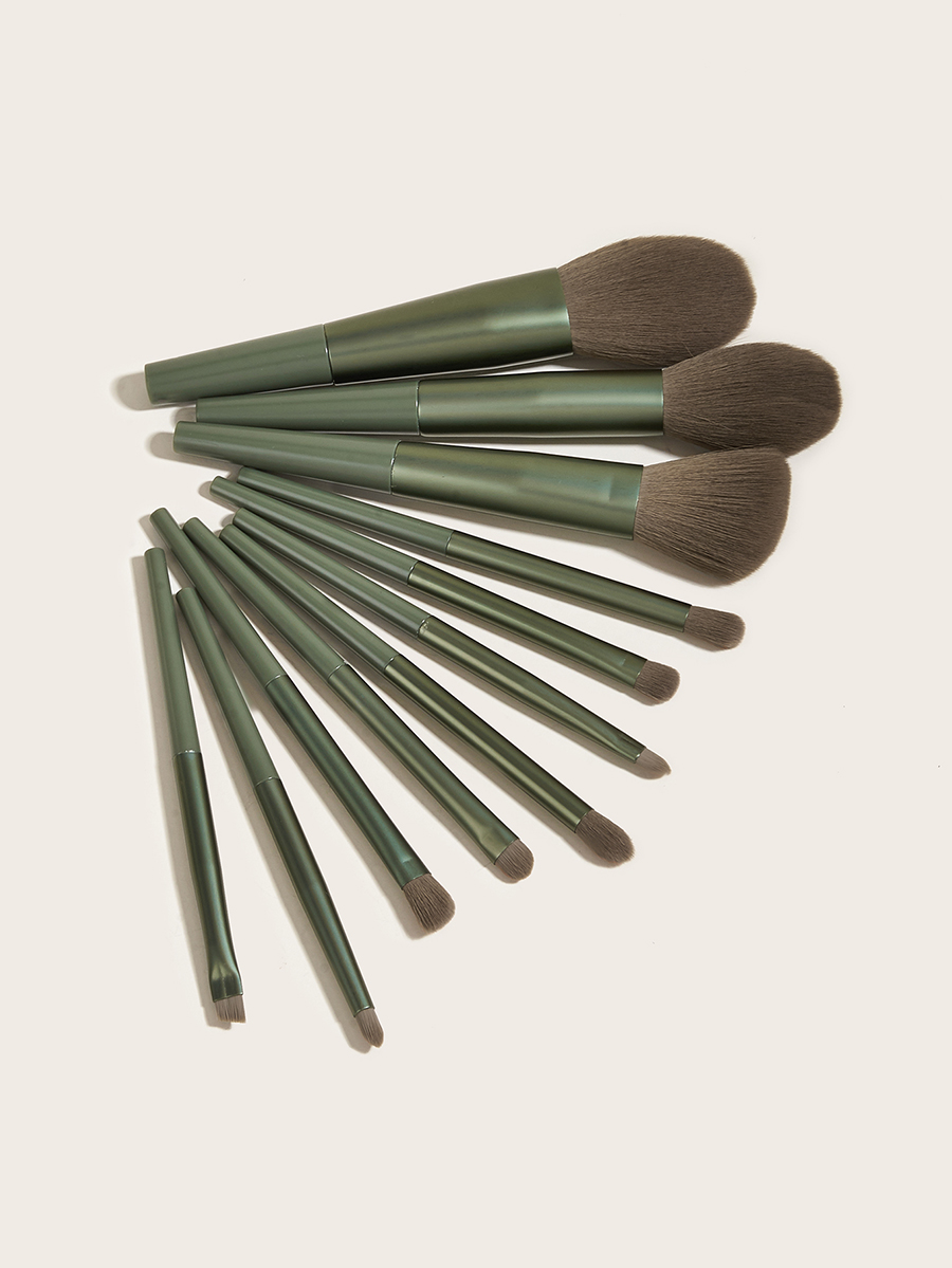 Fashion Green 11 Makeup Brushes-long Tube-green,Beauty tools