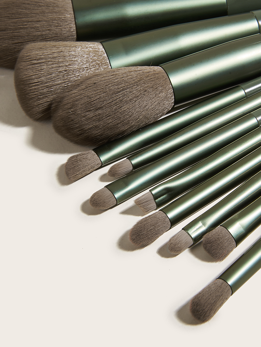 Fashion Green 11 Makeup Brushes-long Tube-green,Beauty tools