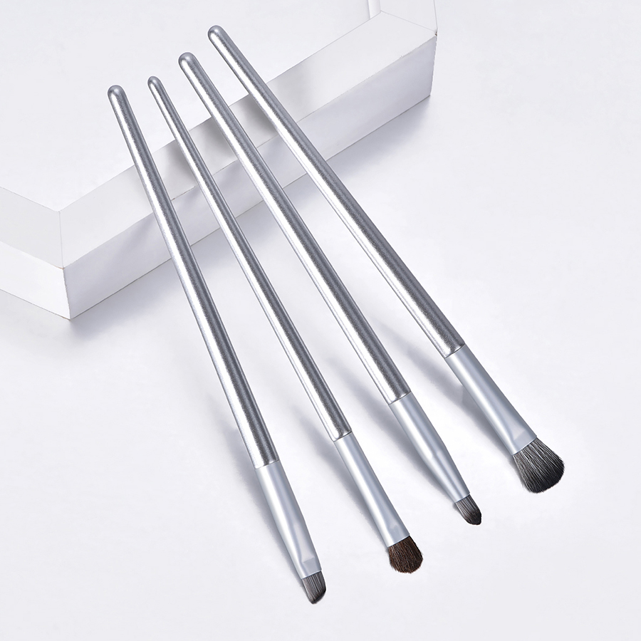 Fashion Silver 4 Makeup Brushes-horse Hair-silver,Beauty tools
