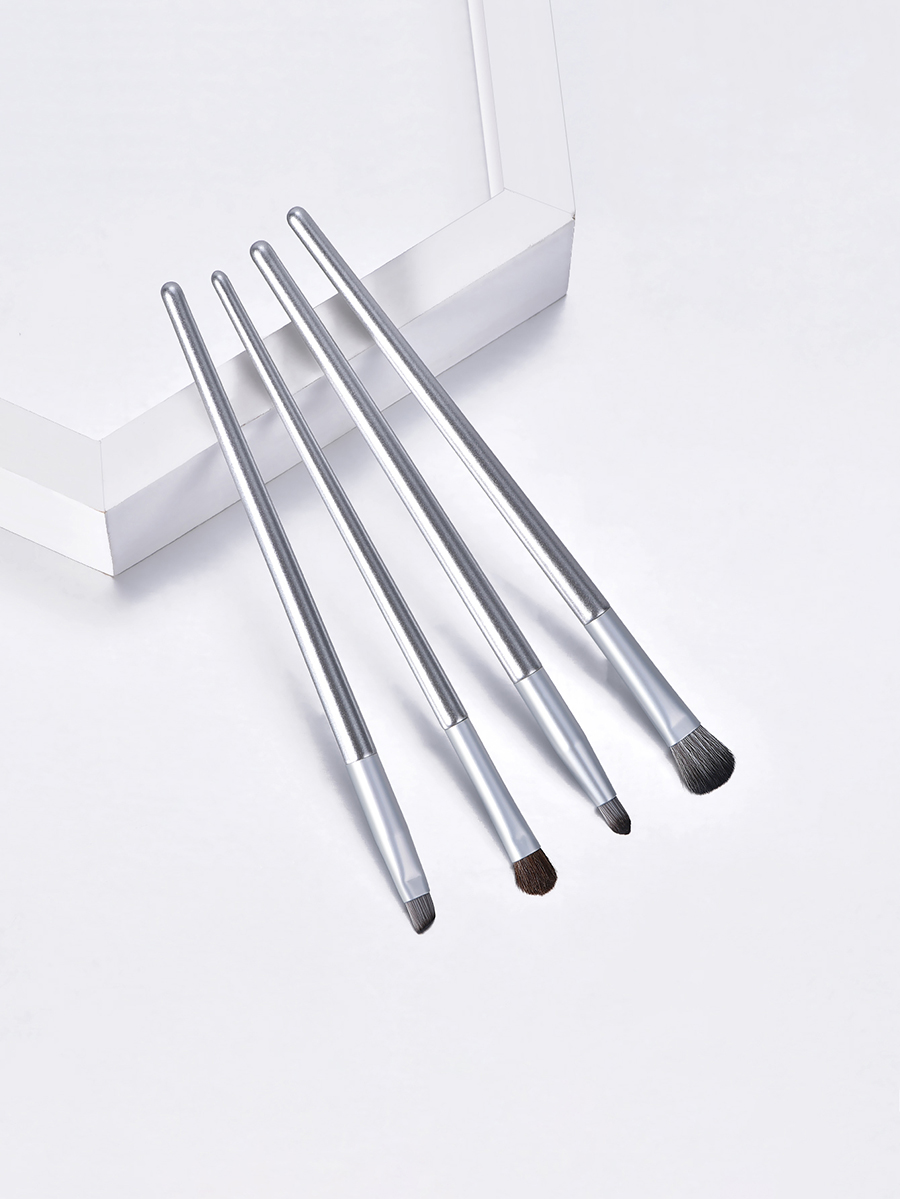 Fashion Silver 4 Makeup Brushes-horse Hair-silver,Beauty tools