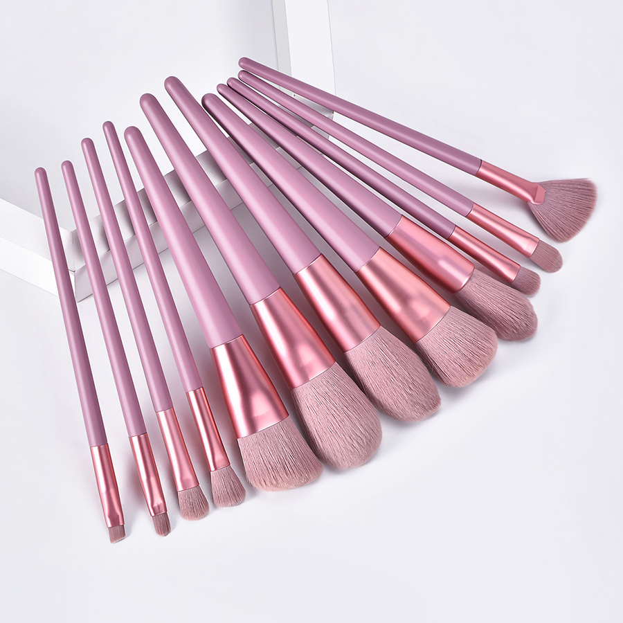 Fashion Pink 12 Makeup Brushes-horse Hair-pink,Beauty tools