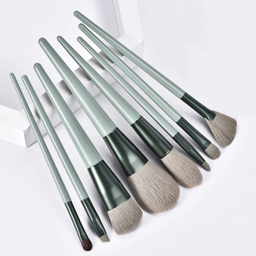 Fashion Green 8 Makeup Brushes-horse Hair-green,Beauty tools