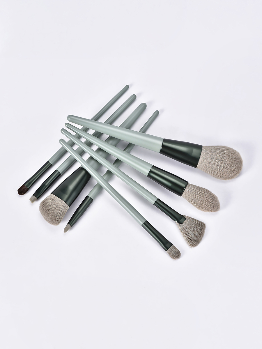 Fashion Green 8 Makeup Brushes-horse Hair-green,Beauty tools