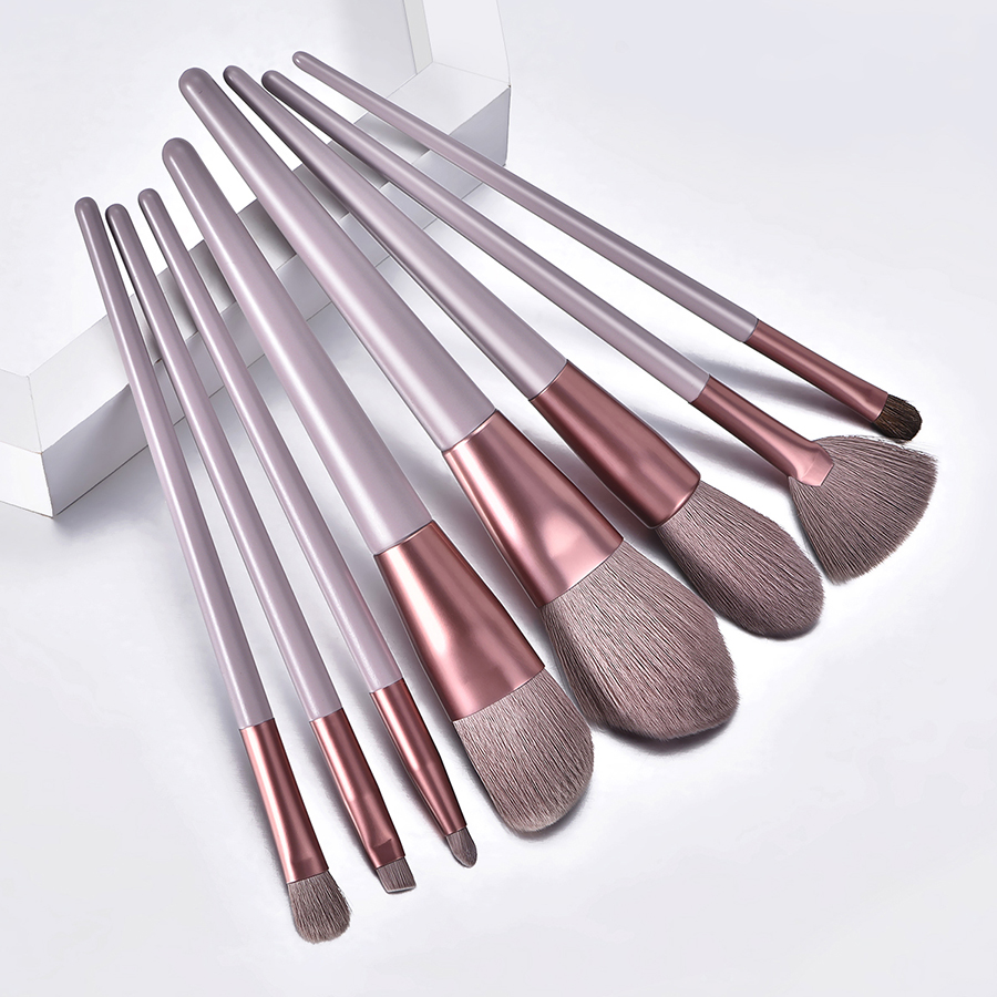Fashion Apricot 8 Makeup Brushes-horse Hair-apricot,Beauty tools
