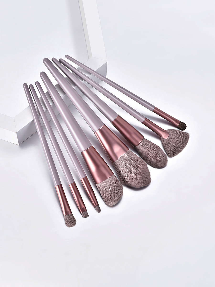 Fashion Apricot 8 Makeup Brushes-horse Hair-apricot,Beauty tools