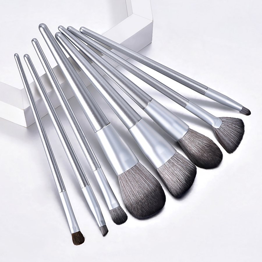 Fashion Silver 8 Makeup Brushes-horse Hair-silver,Beauty tools