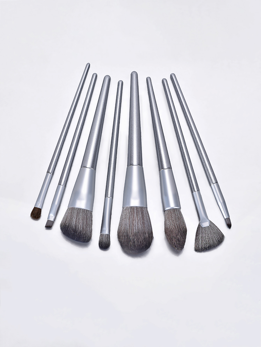 Fashion Silver 8 Makeup Brushes-horse Hair-silver,Beauty tools