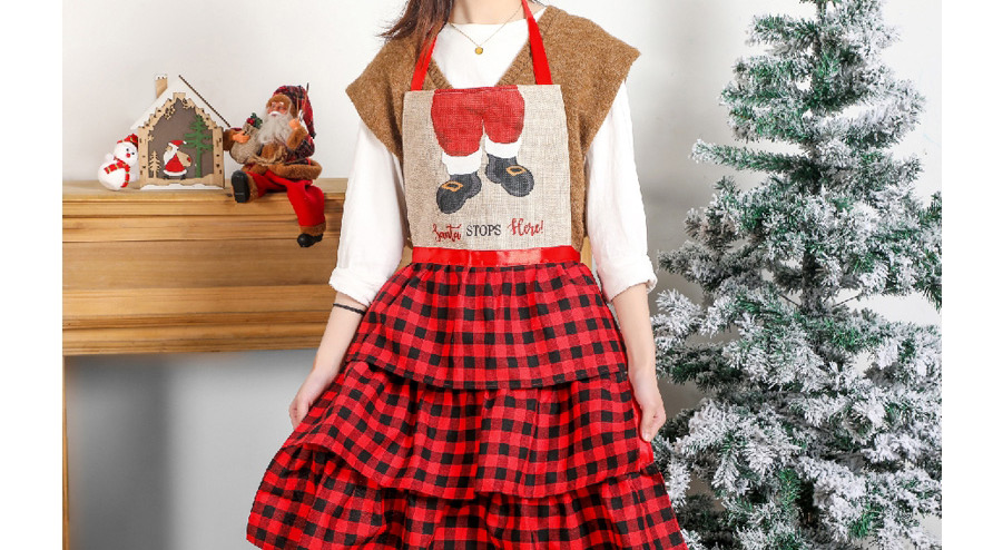 Fashion Red And Black Grid Christmas Red And Black Plaid Apron,Festival & Party Supplies