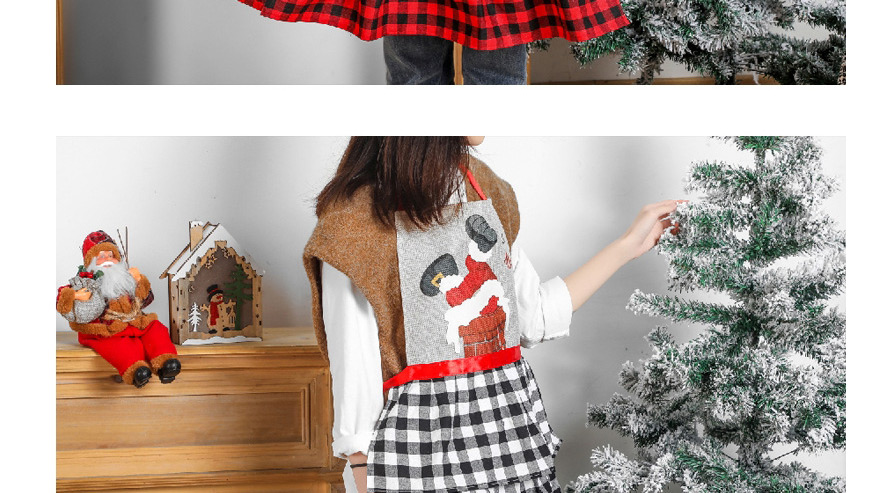 Fashion Black And White Grid Christmas Red And Black Plaid Apron,Festival & Party Supplies