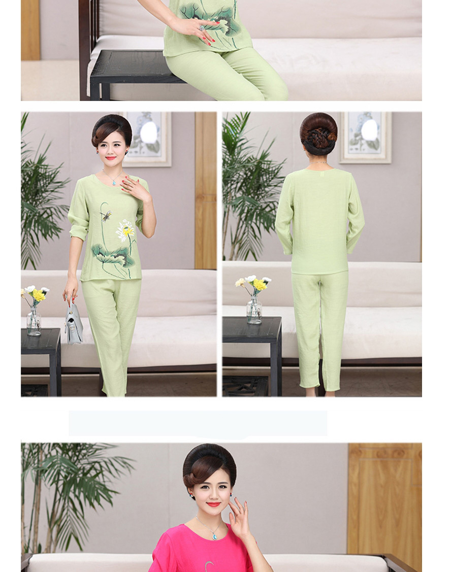 Fashion Bean Paste Printed Round Neck Long-sleeved Pajamas And Trousers Pajama Set,Others