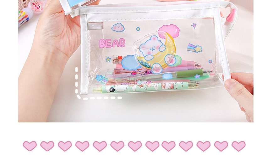Fashion Ice Cream Bunny Cartoon Printing Quicksand Large Capacity Pencil Case,Pencil Case/Paper Bags