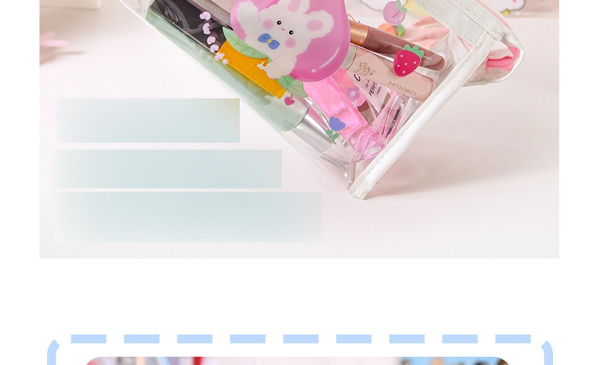 Fashion Peach Bunny Cartoon Printing Quicksand Large Capacity Pencil Case,Pencil Case/Paper Bags