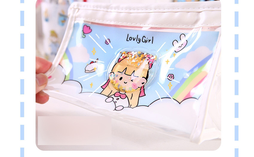 Fashion Swim Ring Girl Cartoon Printing Quicksand Large Capacity Pencil Case,Pencil Case/Paper Bags