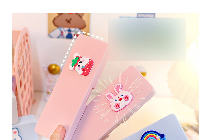 Fashion Pink-strawberry Bunny Cartoon Rectangular Stationery Box,Pencil Case/Paper Bags
