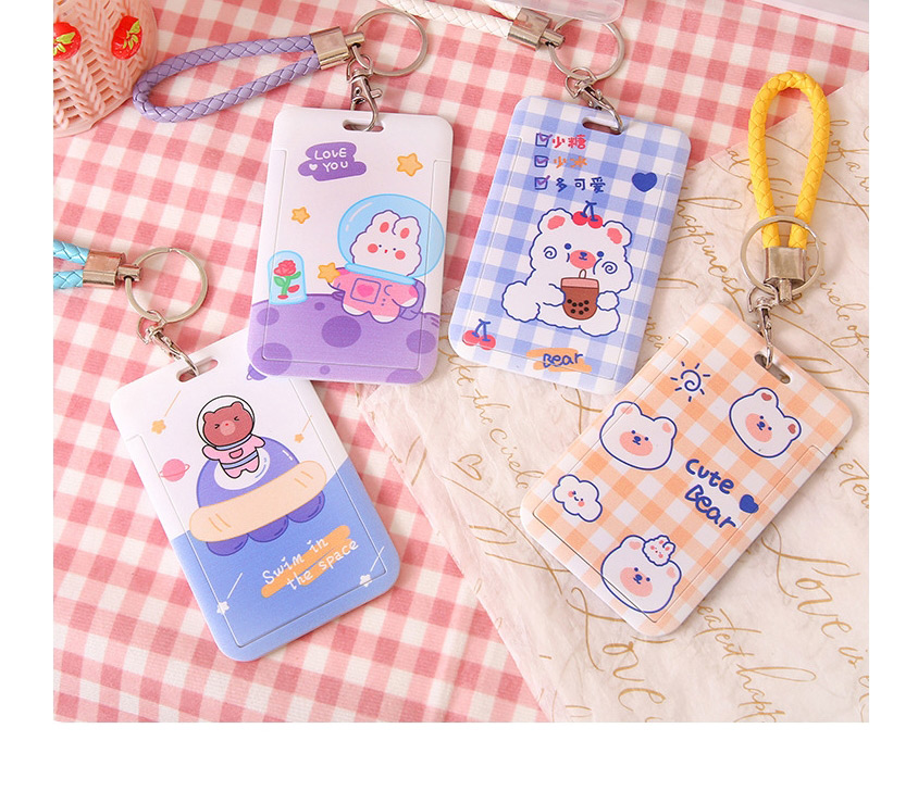Fashion Bubble Bunny Cartoon Printing Braided Hand Rope Push Card Holder,Other Creative Stationery