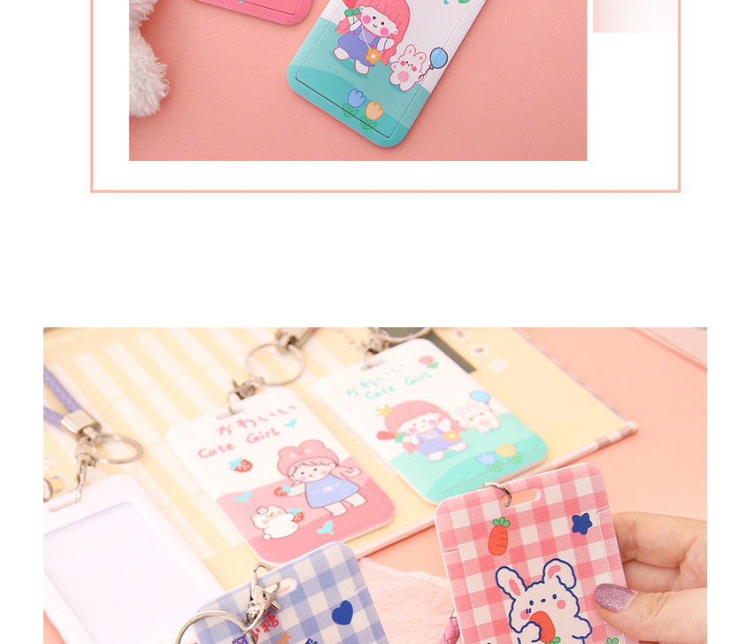 Fashion Bubble Bunny Cartoon Printing Braided Hand Rope Push Card Holder,Other Creative Stationery